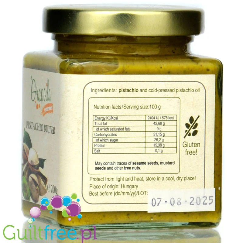 Grapoila Pistachio Butter Raw - surowa tłoczona na zimno pasta pistacjowa 100% - Image 2