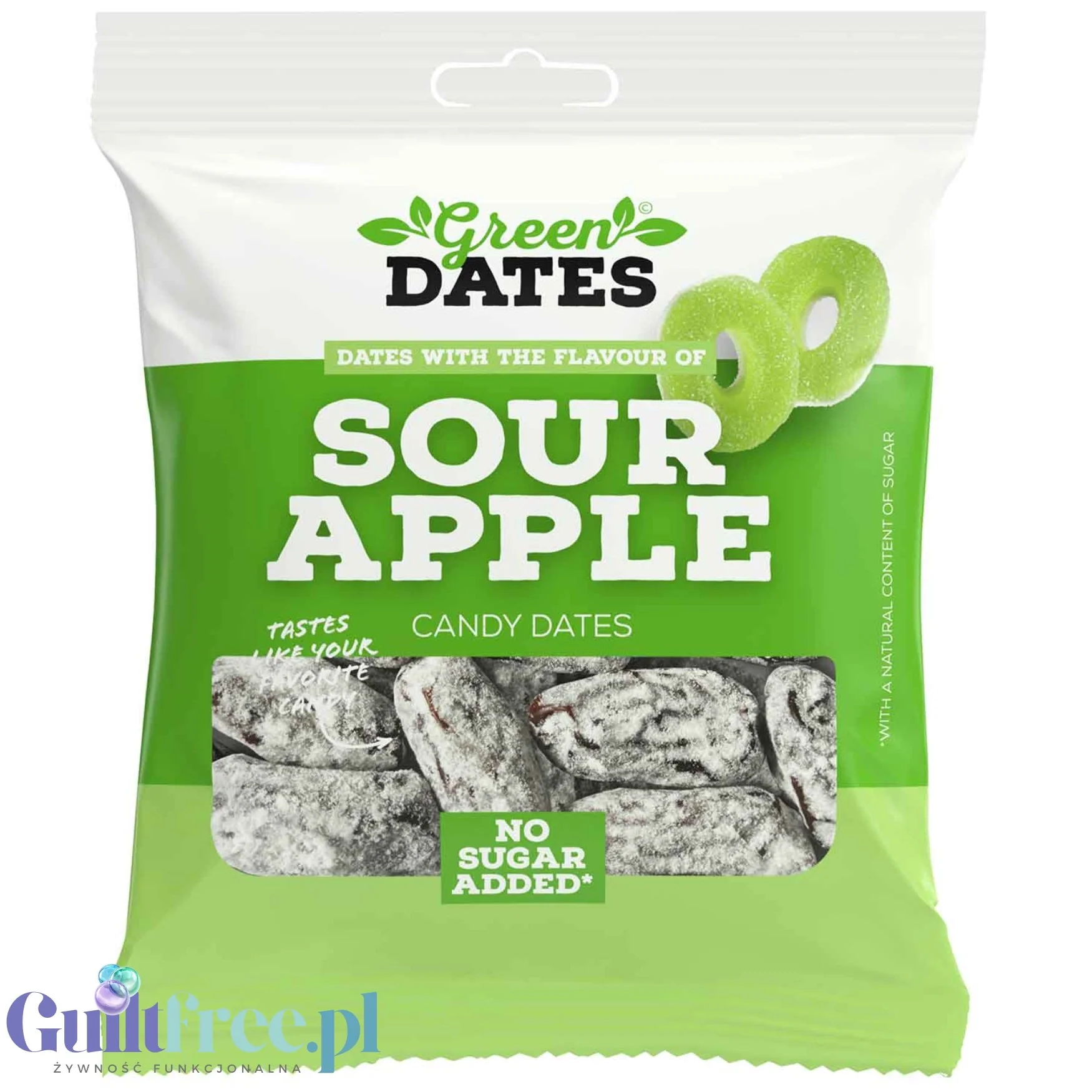 Green Dates Sour Apple - daktyle w kwaśnej posypce o smaku zielonego jabłuszka