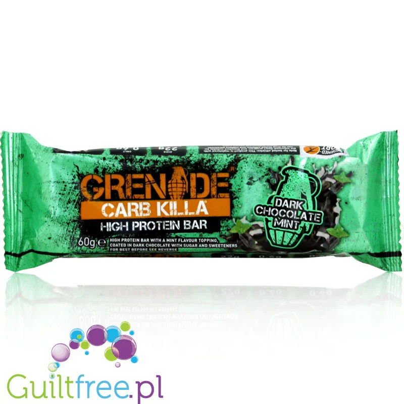 Grenade Carb Killa Dark Chocolate Mint - baton 23g białka, z ksylitolem, Czekolada & Mięta - Image 5