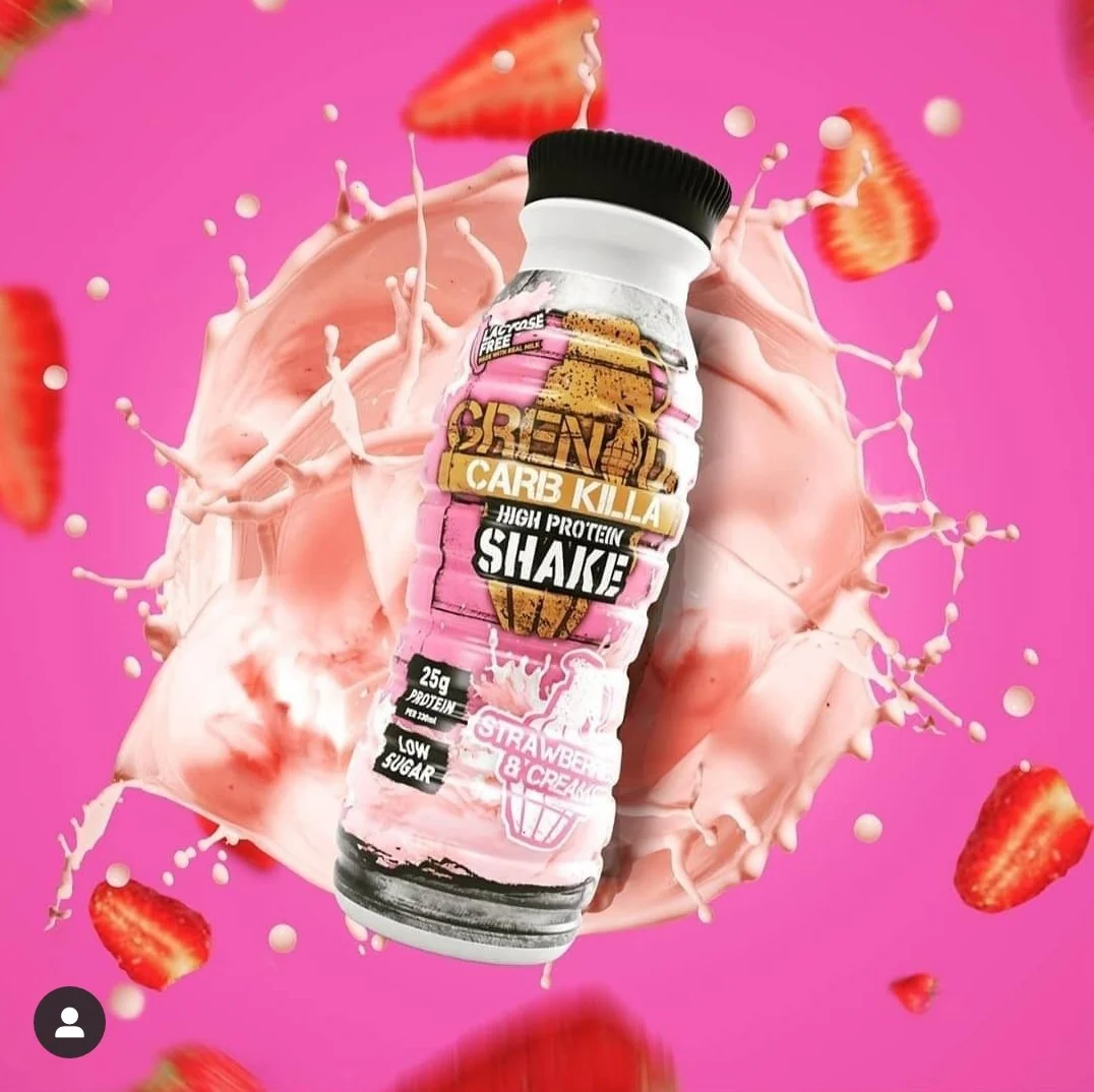 Grenade Carb Killa Strawberries & Cream gotowy koktajl proteinowy bez laktozy 24g białka - Image 2