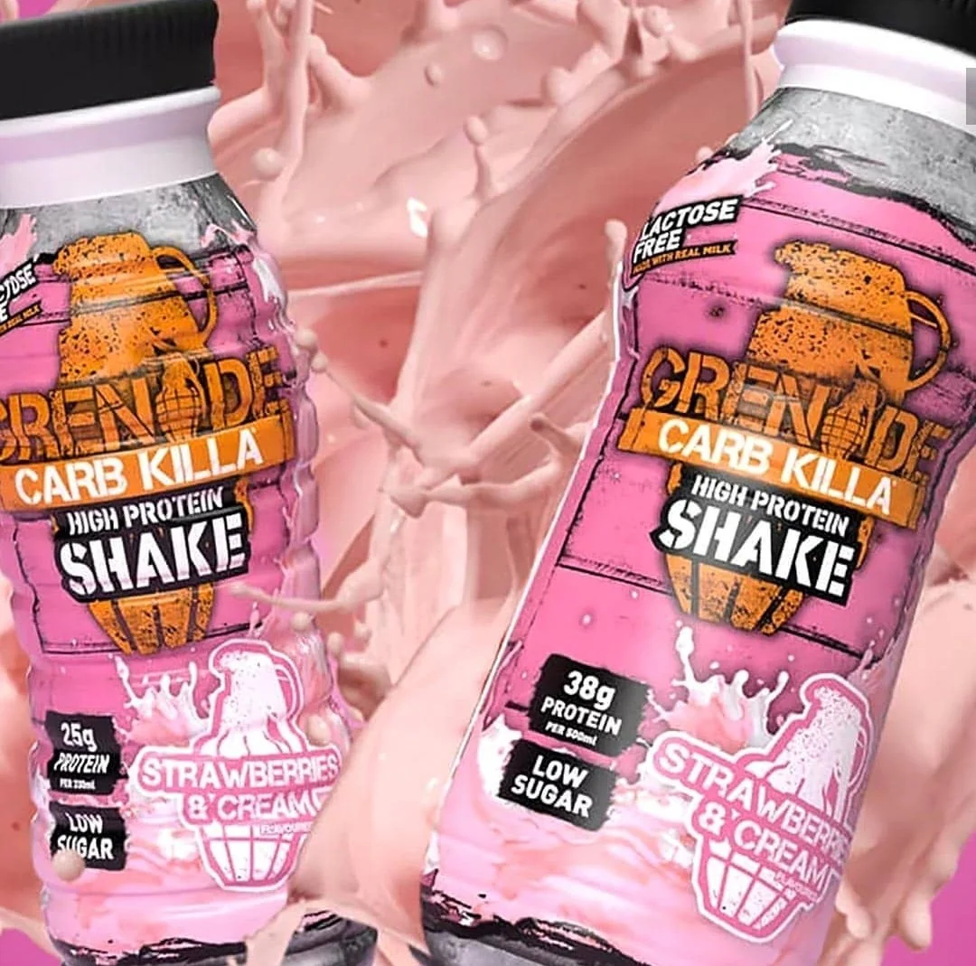 Grenade Carb Killa Strawberries & Cream gotowy koktajl proteinowy bez laktozy 24g białka - Image 3