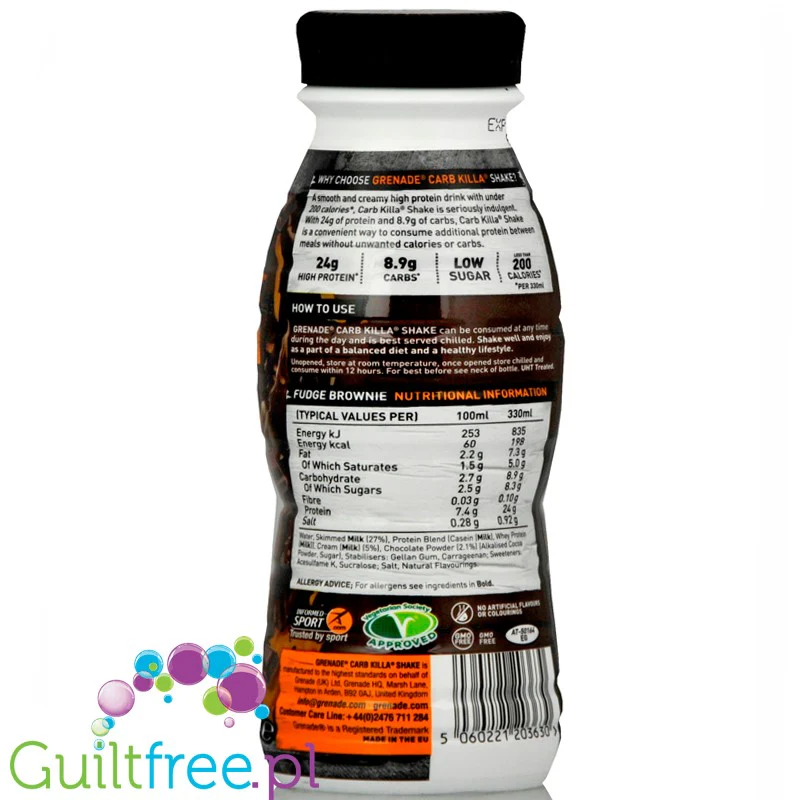 Grenade Carb Killa Fudge Brownie czekoladowy protein drink 24g białka - Image 3
