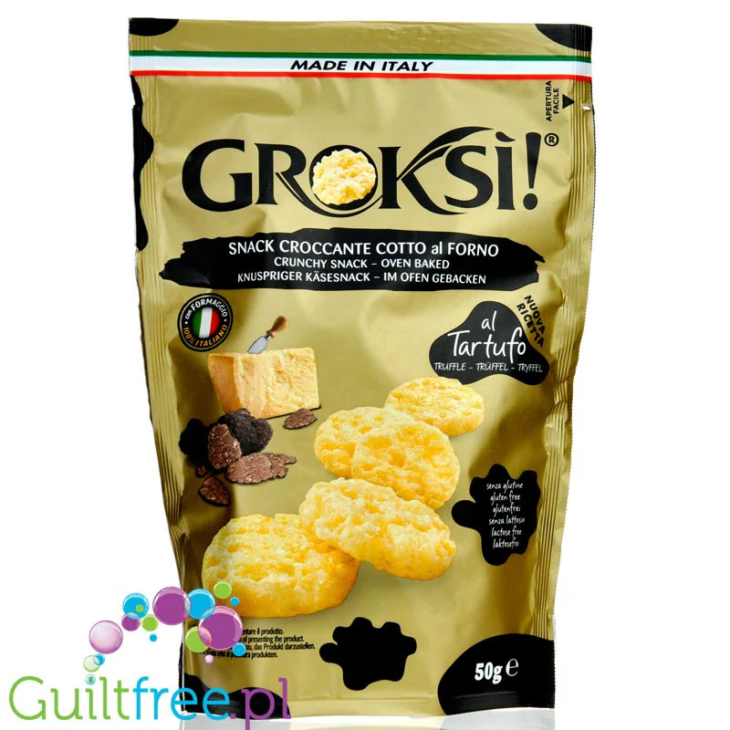 Groksì! Snack Croccante al Tartufo - pieczony włoski Grana Padano z truflami, 0g węglowodanów