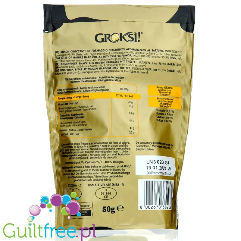 Groksì! Snack Croccante al Tartufo - pieczony włoski Grana Padano z truflami, 0g węglowodanów - Image 3