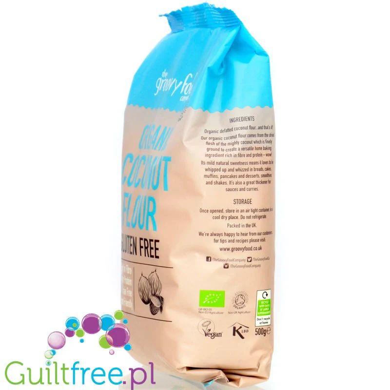 Groovy Food Coconut Flour - organiczna odtłuszczona mąka kokosowa 0,5kg - Image 3