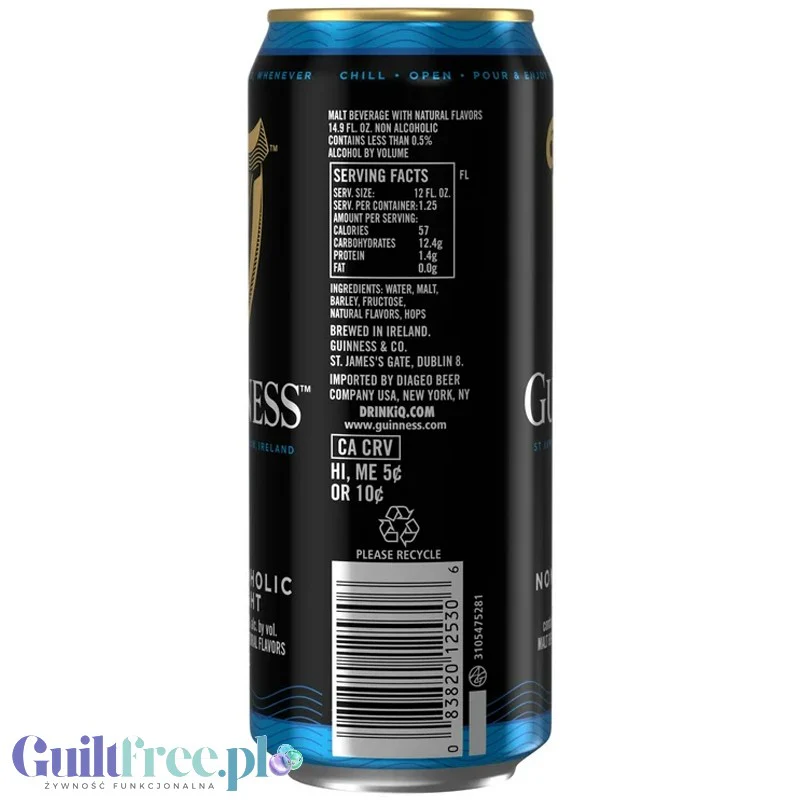 Guinness 0.0% Alcohol Free Draught Stout - ciemne piwo bezalkoholowe import - Image 3