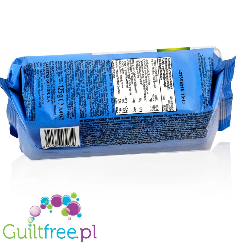 Gullón Choco Chip ZERO Ciastka bez cukru z kawałkami czekolady - Image 3