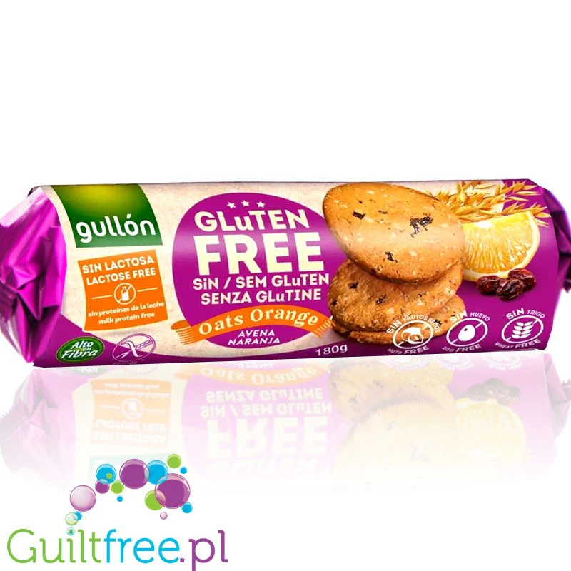 Gullón Oats Orange - bezglutenowe bezlaktozowe kruche owsiane ciastka pomarańczowe z rodzynkami