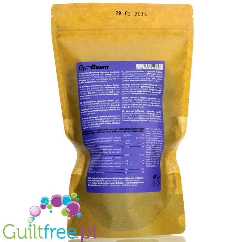 GymBeam Lyophilized Blueberries - liofilizowane jagody bez dodatku cukru 100% owoców - Image 2