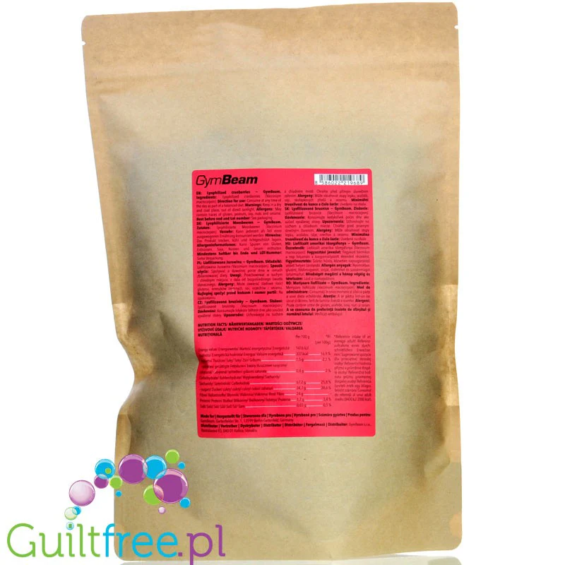 GymBeam Lyophilized Cranberries - liofilizowane żurawiny bez dodatku cukru 100% owoców - Image 2