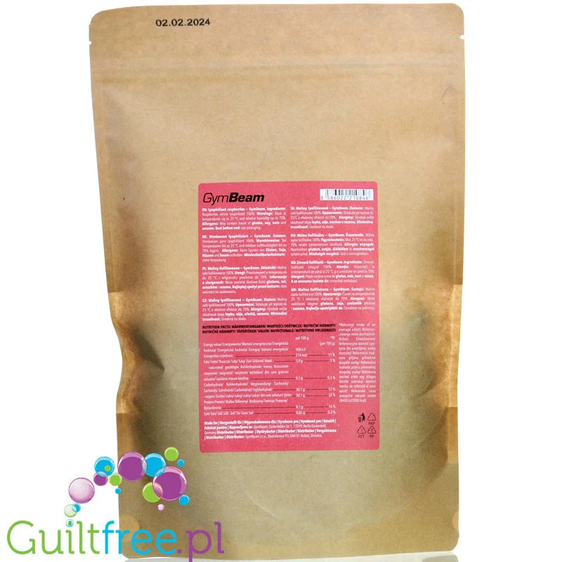 GymBeam Lyophilized Raspberries - liofilizowane maliny bez dodatku cukru 100% owoców - Image 2