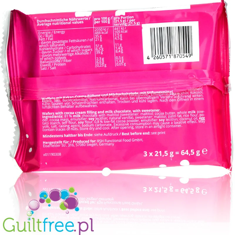 GymQueen Crumpy  - 3 Pak (al la KitKat bez cukru) - batoniki z waflem w mlecznej czekoladzie - Image 3