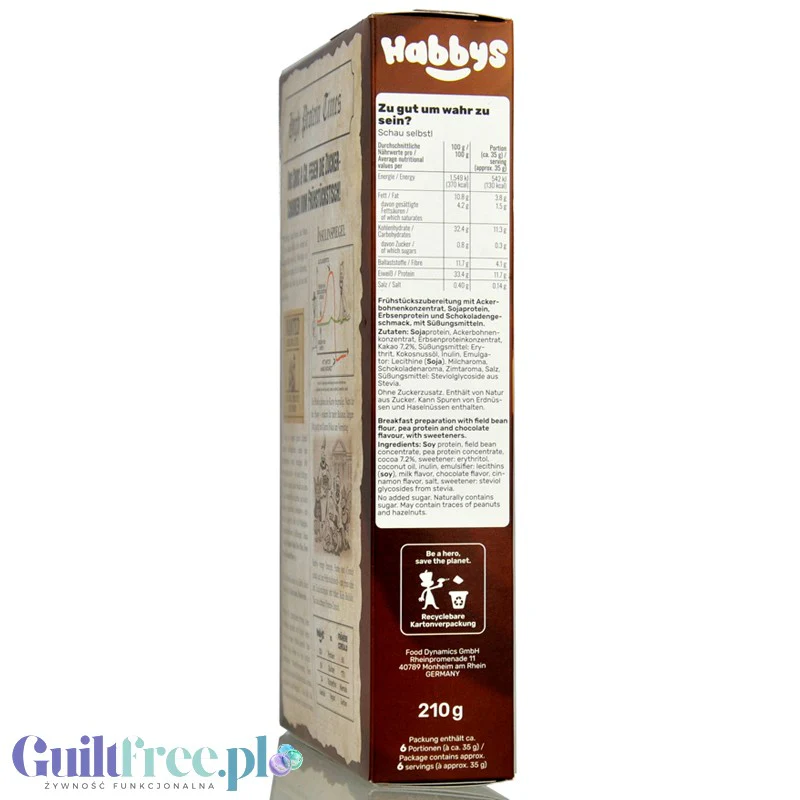 Habbys Doc Choc - proteinowe płatki śniadaniowe bez cukru 32g białka, kakaowe oponki - Image 4