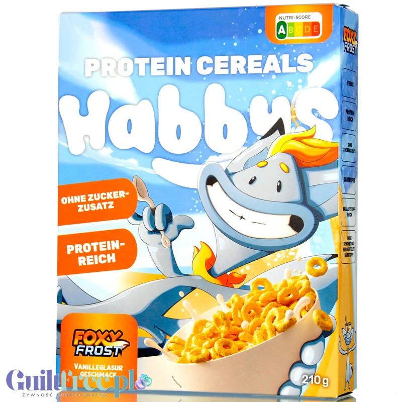 Habbys Foxy Frost Vanilleglasur - proteinowe płatki śniadaniowe 32g białka, smak waniliowo-jogurtowy