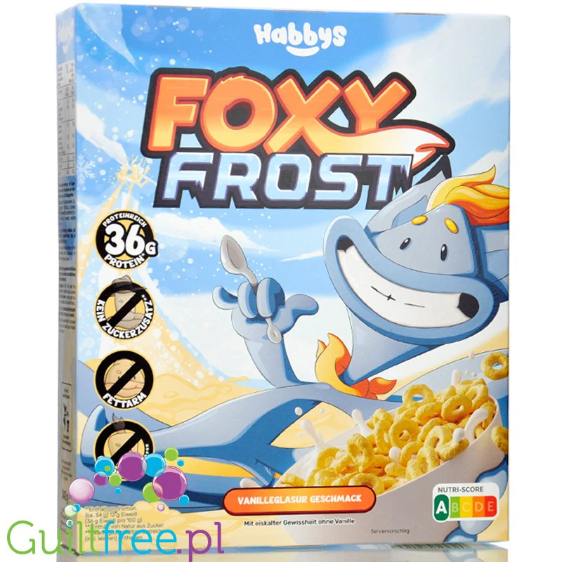 Habbys Foxy Frost Vanilleglasur - proteinowe płatki śniadaniowe 32g białka, smak waniliowo-jogurtowy - Image 2