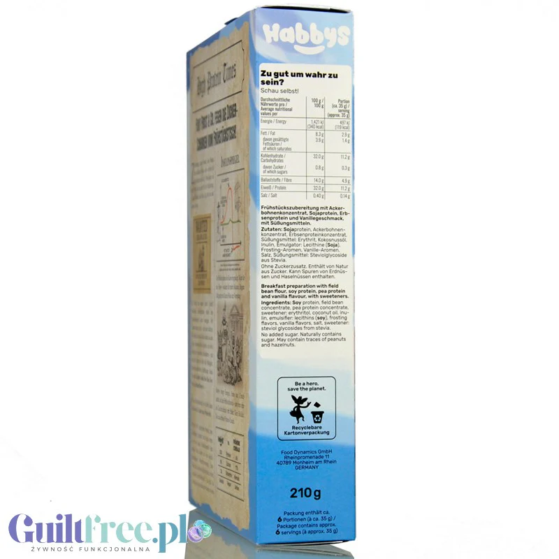 Habbys Foxy Frost Vanilleglasur - proteinowe płatki śniadaniowe 32g białka, smak waniliowo-jogurtowy - Image 4