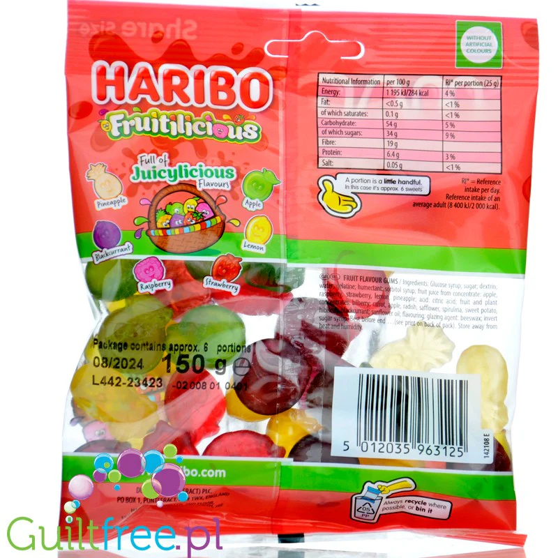 Haribo Fruitilicious - żelki owocowe, 30% mniej cukru, bez maltitolu - Image 4