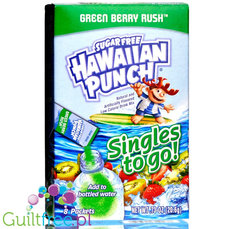 Hawaiian Punch Singles to Go! Green Berry Rush - saszetki bez cukru, napój instant, Kiwi & Truskawka - Image 2
