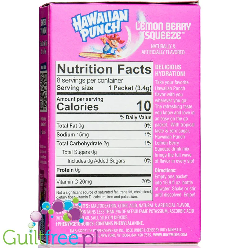 Hawaiian Punch Singles to Go! Lemon Berry Squeeze - saszetki bez cukru, napój instant, - Image 3