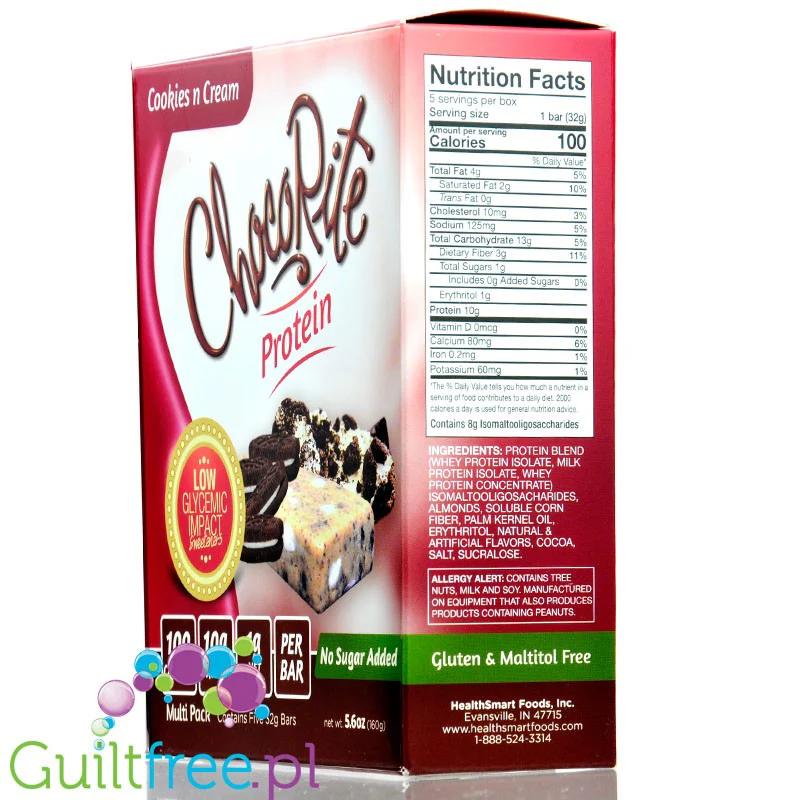 Healthsmart  At Last! Uncoated Protein Bar, Cookies n Cream 100kcal - prosty baton bez polewy - Image 2
