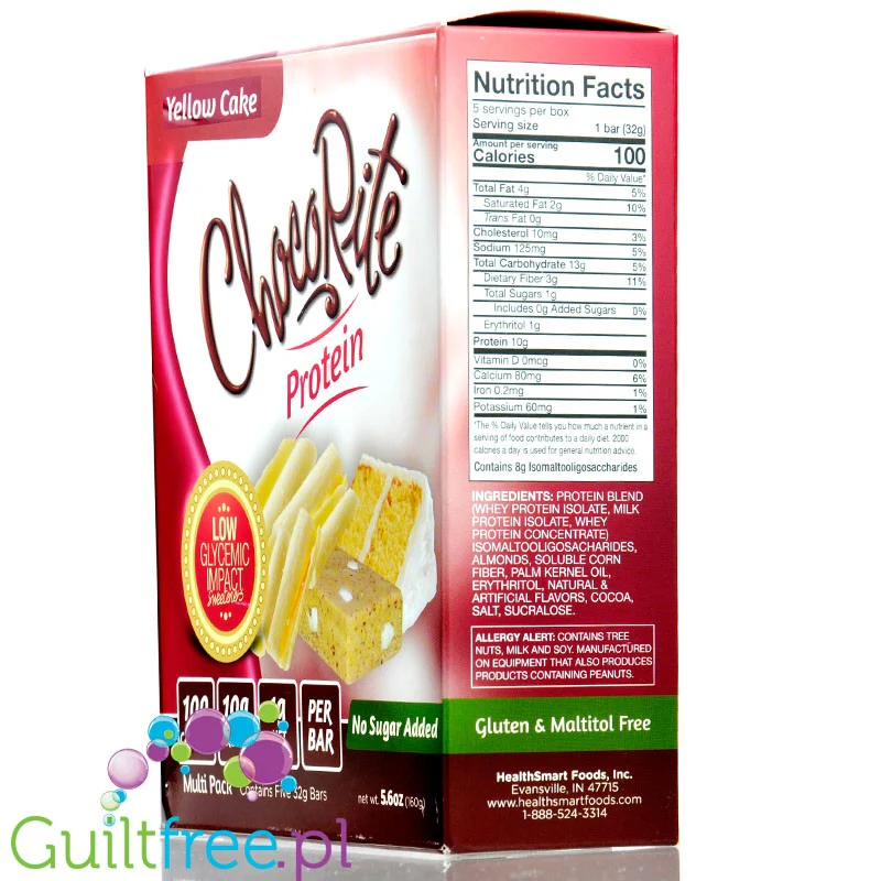 Healthsmart  At Last! Uncoated Protein Bar, Yellow Cake 100kcal - prosty baton 100kcal bez polewy - Image 2