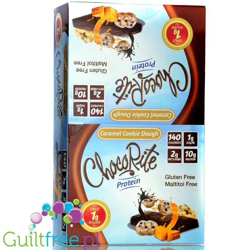 Healthsmart ChocoRite Caramel Cookie Dough PUDEŁKO x 16szt baton białkowy bez cukru i bez maltitolu