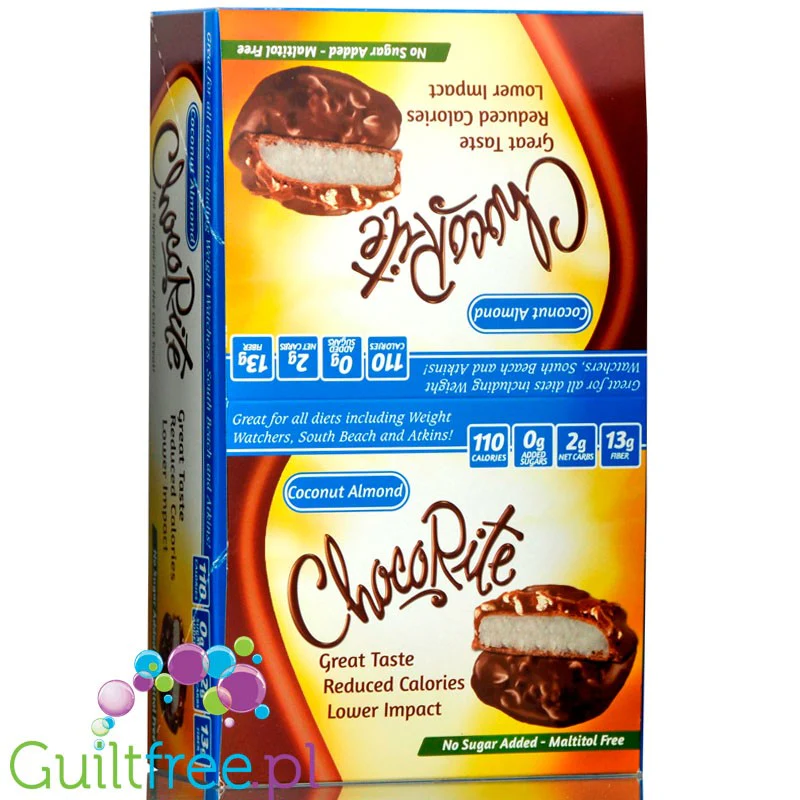 Healthsmart ChocoRite Coconut Almond - PUDEŁKO x 16 SZT -  czekoladki kokosowo-migdałowe w polewie bez cukru