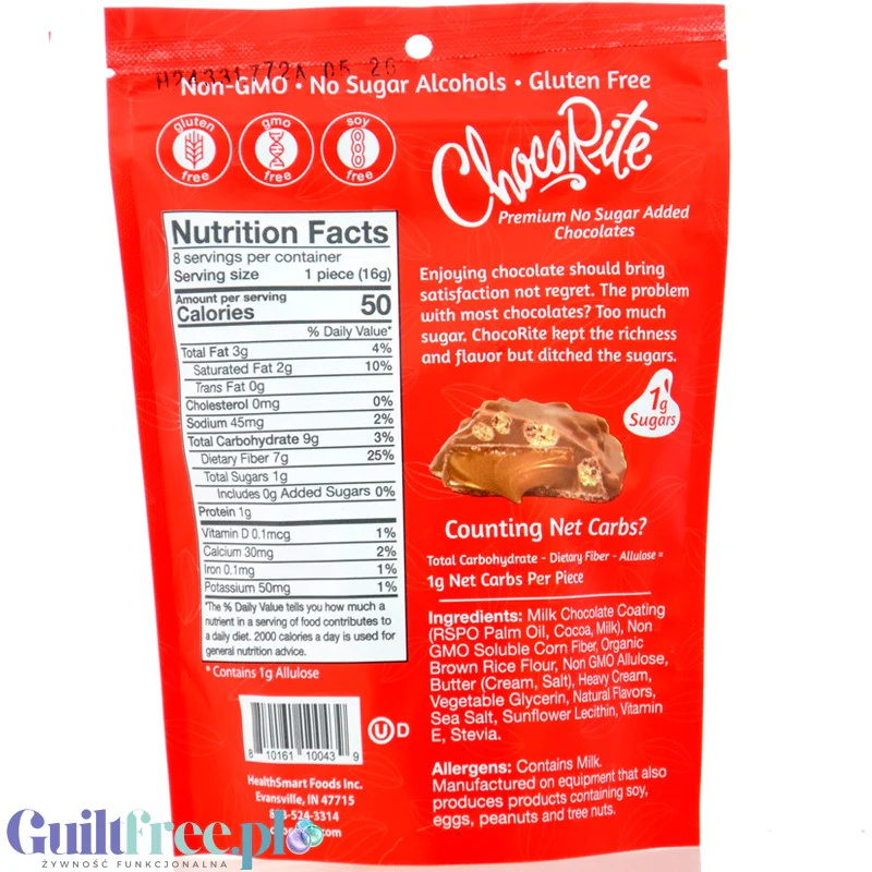 Healthsmart ChocoRite Crispy Caramels - niskokaloryczne czekoladki bez cukru z masą karmelową - Image 2