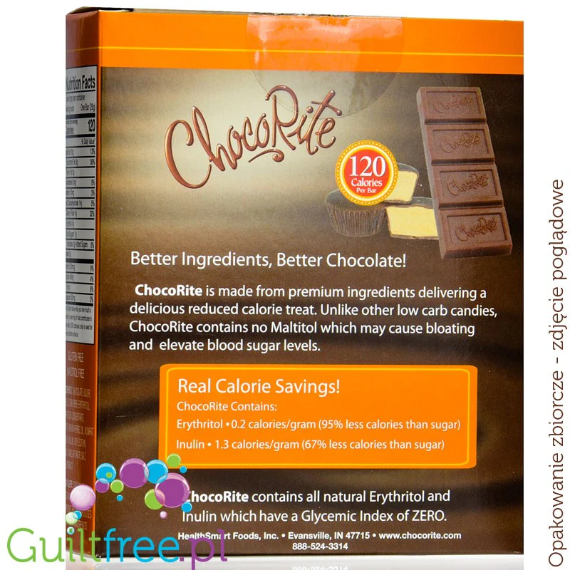 Healthsmart ChocoRite Milk Chocolate Peanut Butter - keto czekoladka z orzechami, ze stewią i erytrolem - Image 2