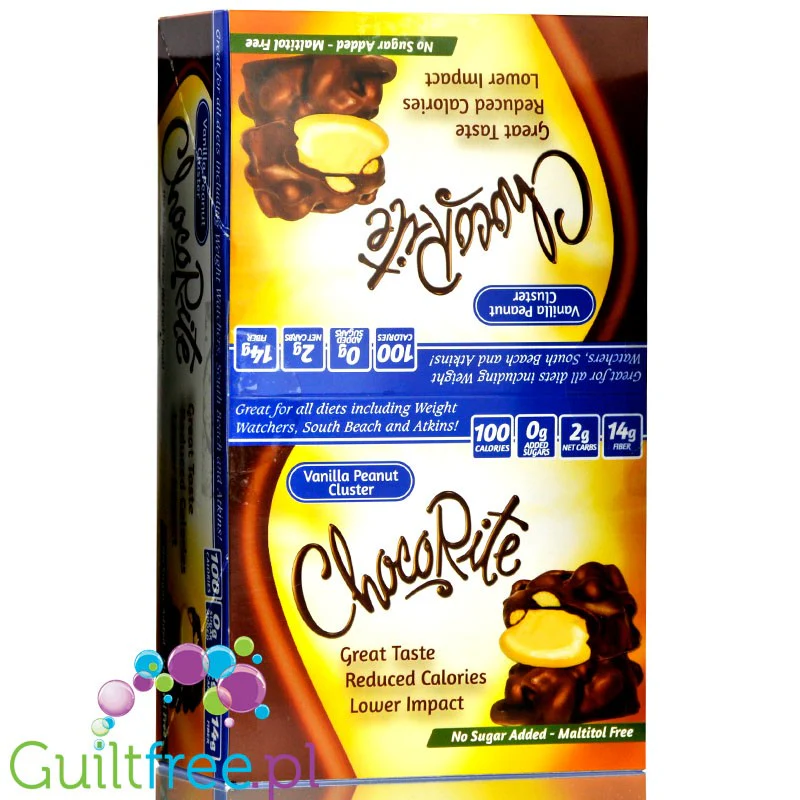 Healthsmart Chocorite Vanilla Peanut Cluster PUDEŁKO x 16szt, czekoladki bez cukru
