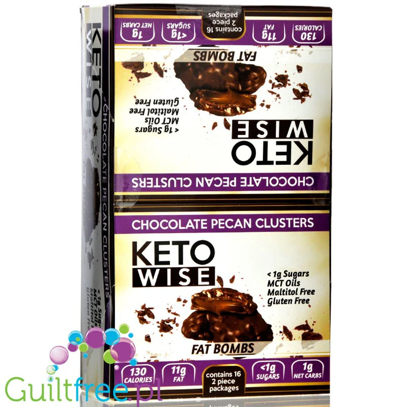 Healthsmart keto Wise Fat Bomb, Chocolate Pecan Clusters PUDEŁKO x 16 SZTUK, keto czekoladki