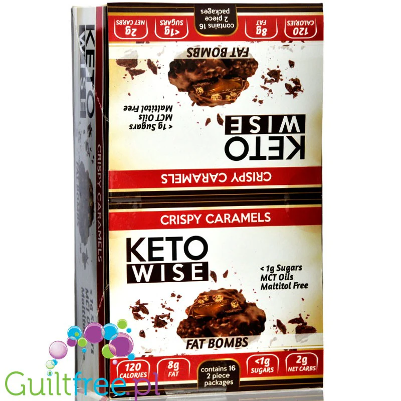 Healthsmart Keto Wise Fat Bomb, Crispy Caramels PUDEŁKO x 16 SZTUK, keto czekoladki