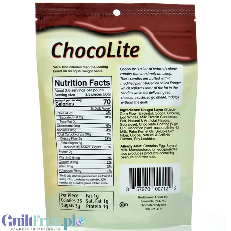 Healthsmart Sweet Nothings Chocolite Nougat - czekoladki niskotłuszczowe z nadzieniem nugatowym - Image 2