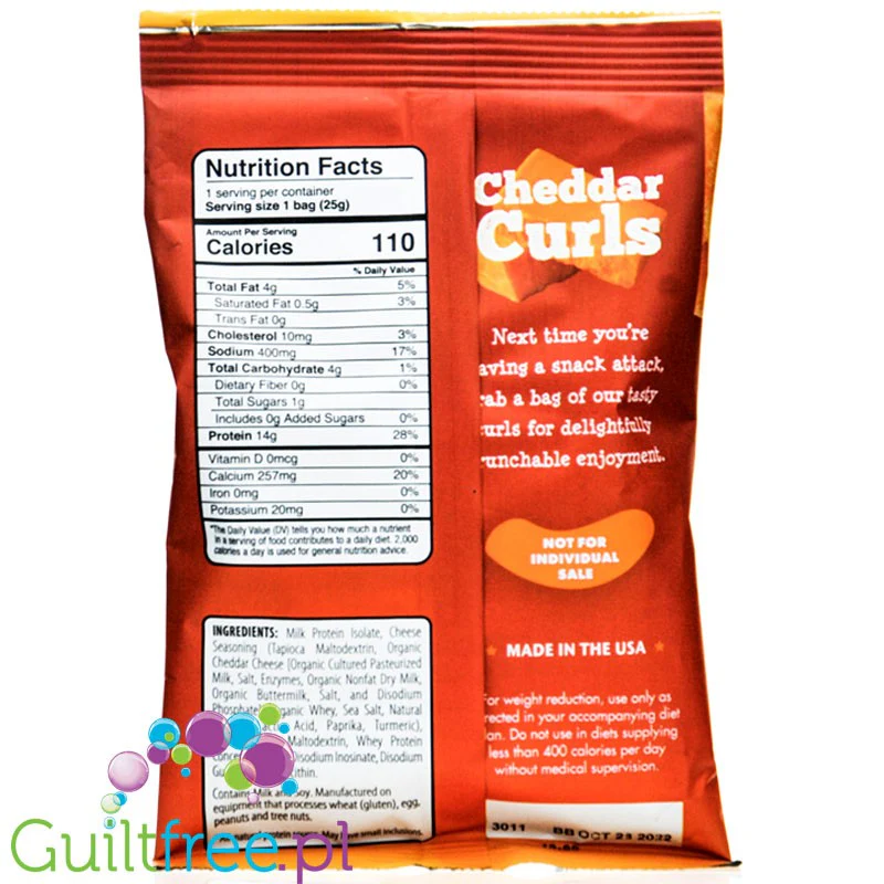 Healthy Living Protein Curls, Cheddar - chrupki proteinowe z izolatem białek mleka - Image 2