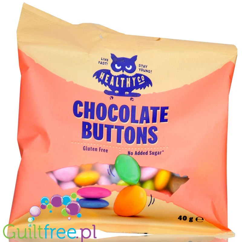 HealthyCo Chocolate Buttons - lukrowane drażetki czekoladowe bez dodatku cukru ze stewią