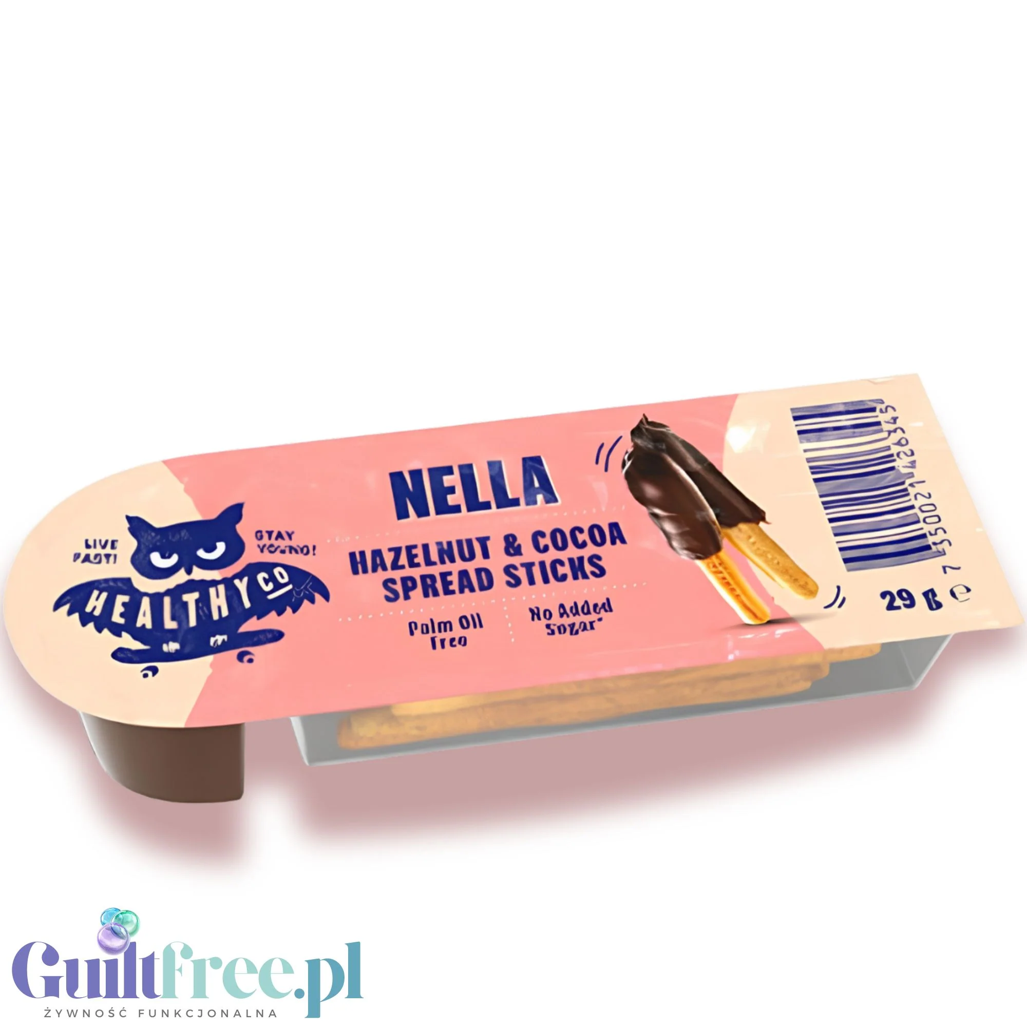 HealthyCo Nella Hazelnut & Cocoa Spread Sticks - Paluszki z kremem czekoladowo-orzechowym bez dodatku cukru - Image 2