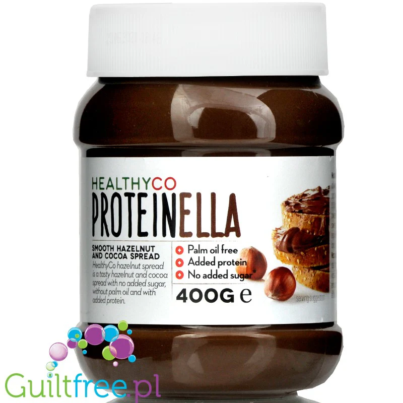 HealthyCo Proteinella Hazelnut & Cocoa - proteinowy krem czekoladowy z orzechami, bez cukru i oleju palmowego 360g - Image 2