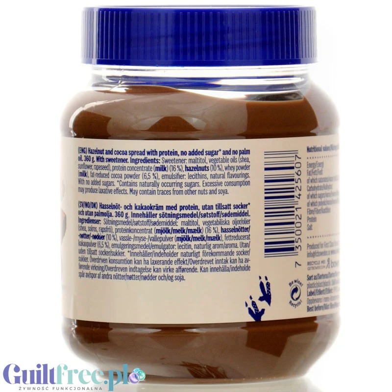 HealthyCo Proteinella Hazelnut & Cocoa - proteinowy krem czekoladowy z orzechami, bez cukru i oleju palmowego 360g - Image 3