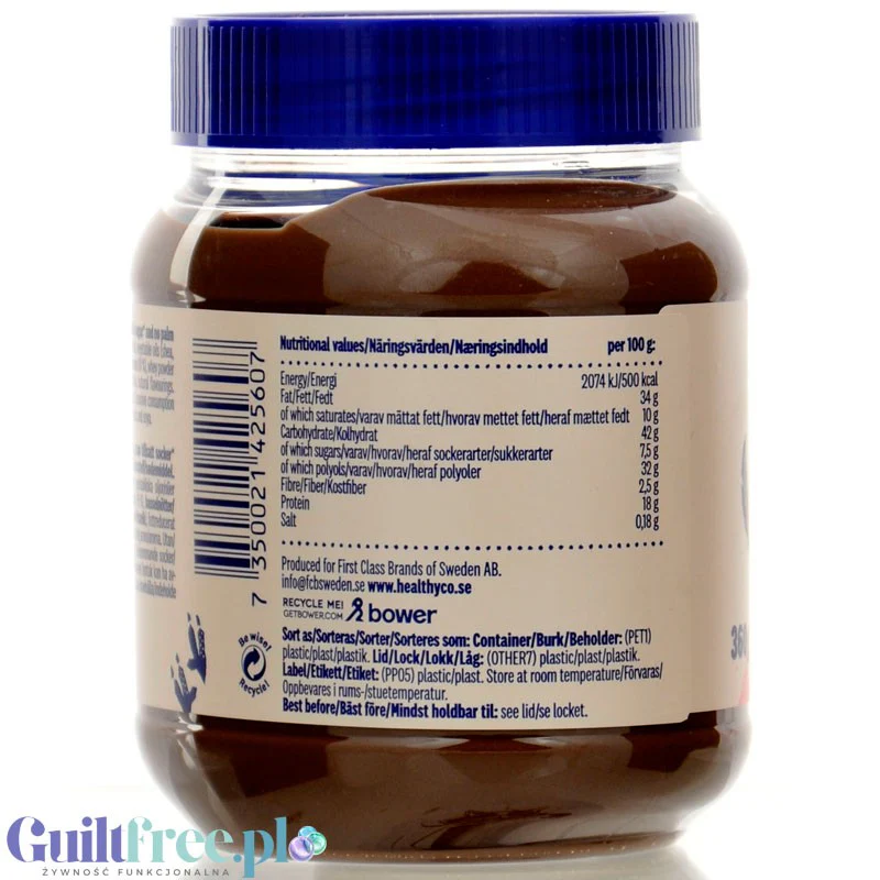 HealthyCo Proteinella Hazelnut & Cocoa - proteinowy krem czekoladowy z orzechami, bez cukru i oleju palmowego 360g - Image 4