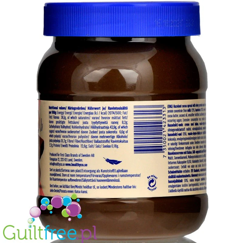 HealthyCo Proteinella XXL - krem czekoladowy z orzechami laskowymi, bez cukru i oleju palmowego 750g - Image 3