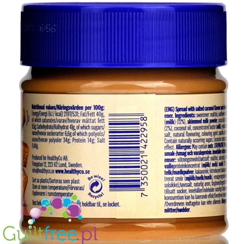 HealthyCo Proteinella Salted Caramel - proteinowy krem Solony Karmel, bez cukru i oleju palmowego - Image 3