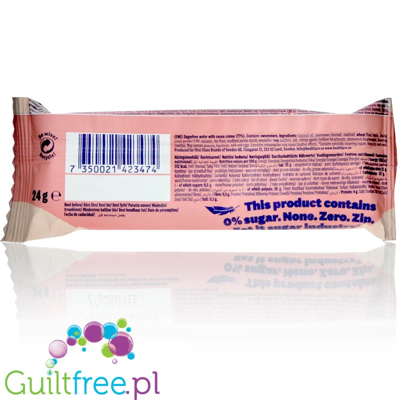 HealthyCo Wafer Bar, Chocolate - wegański wafelek bez cukru z kremem kakaowym - Image 2
