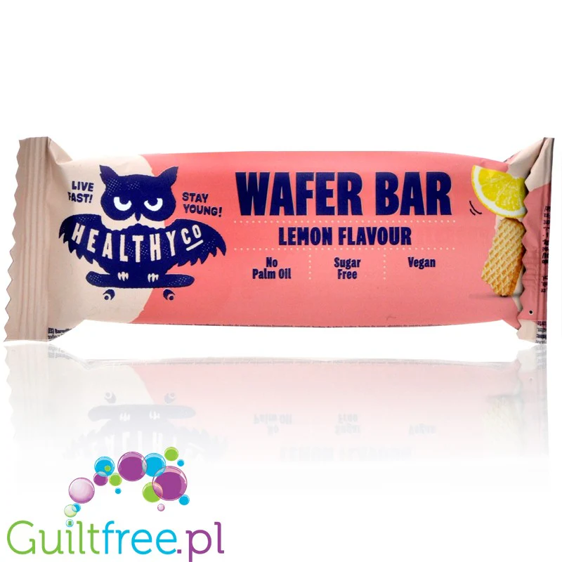 HealthyCo Wafer Bar, Lemon - wegański wafelek bez cukru z kremem cytrynowym