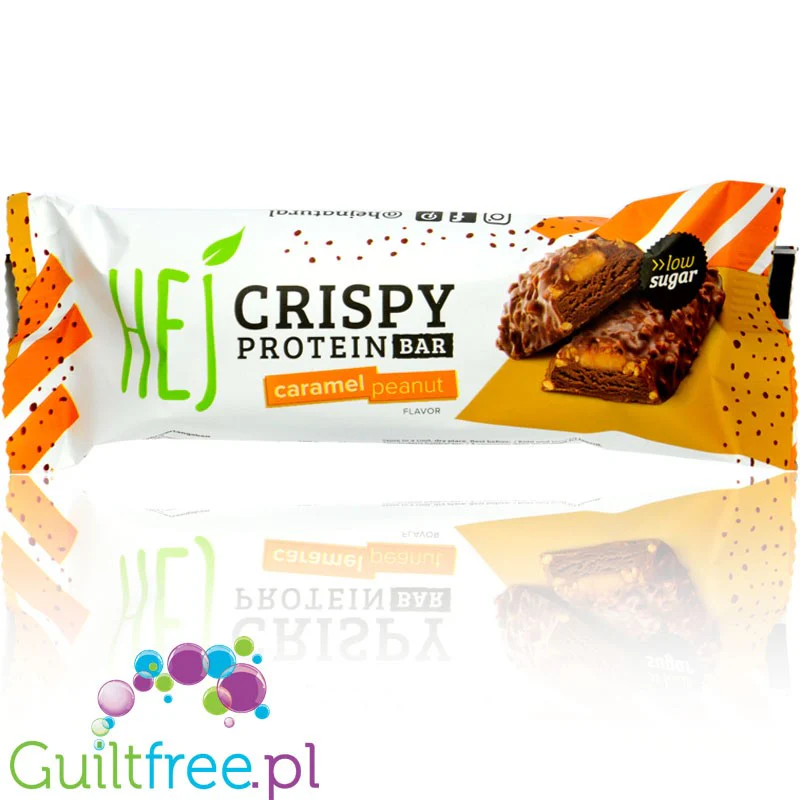 HEJ Crispy Bar Caramel Peanut - chrupiący baton proteinowy ze stewią, 14g białka & 165kcal