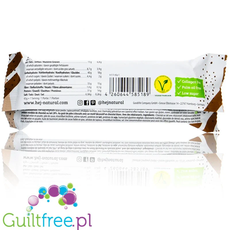 HEJ Crispy Bar Cookie Dough - chrupiący baton proteinowy ze stewią, 14g białka & 165kcal - Image 2
