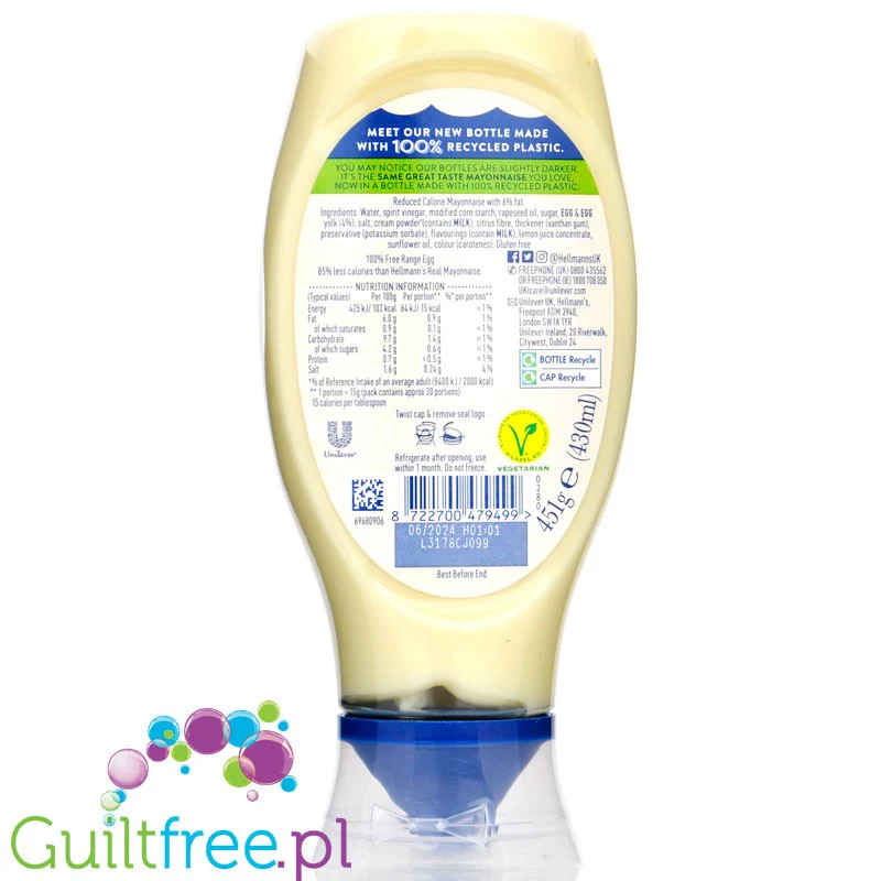 Hellmann's Lighter than Light majonez niskotłuszczowy 15kcal, tylko 6% tłuszczu - Image 3