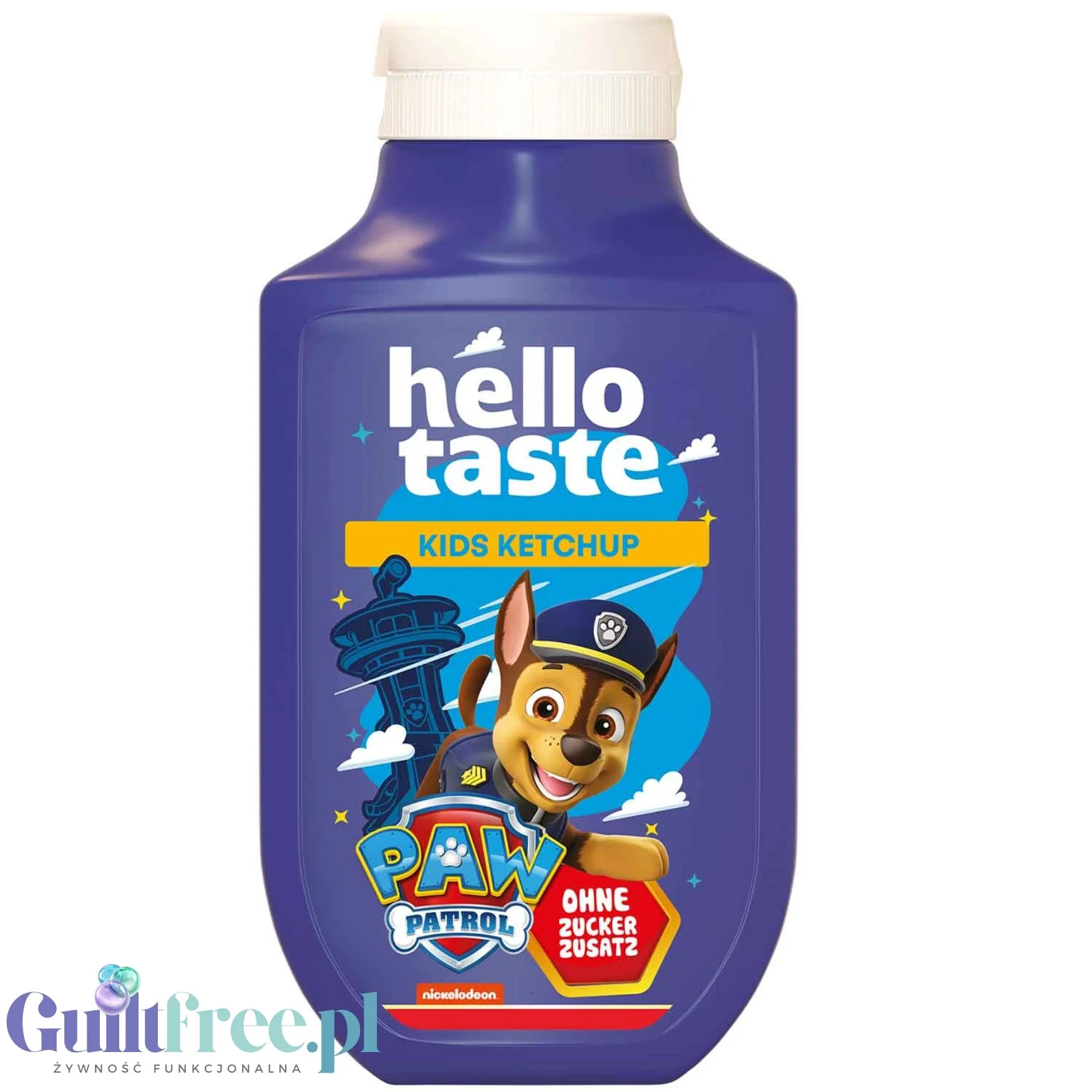 Hellotaste Paw Patrol Kids Ketchup Tomatenketchup 47kcal - łagodny keczup ze stewią i erytrolem bez dodatku cukru