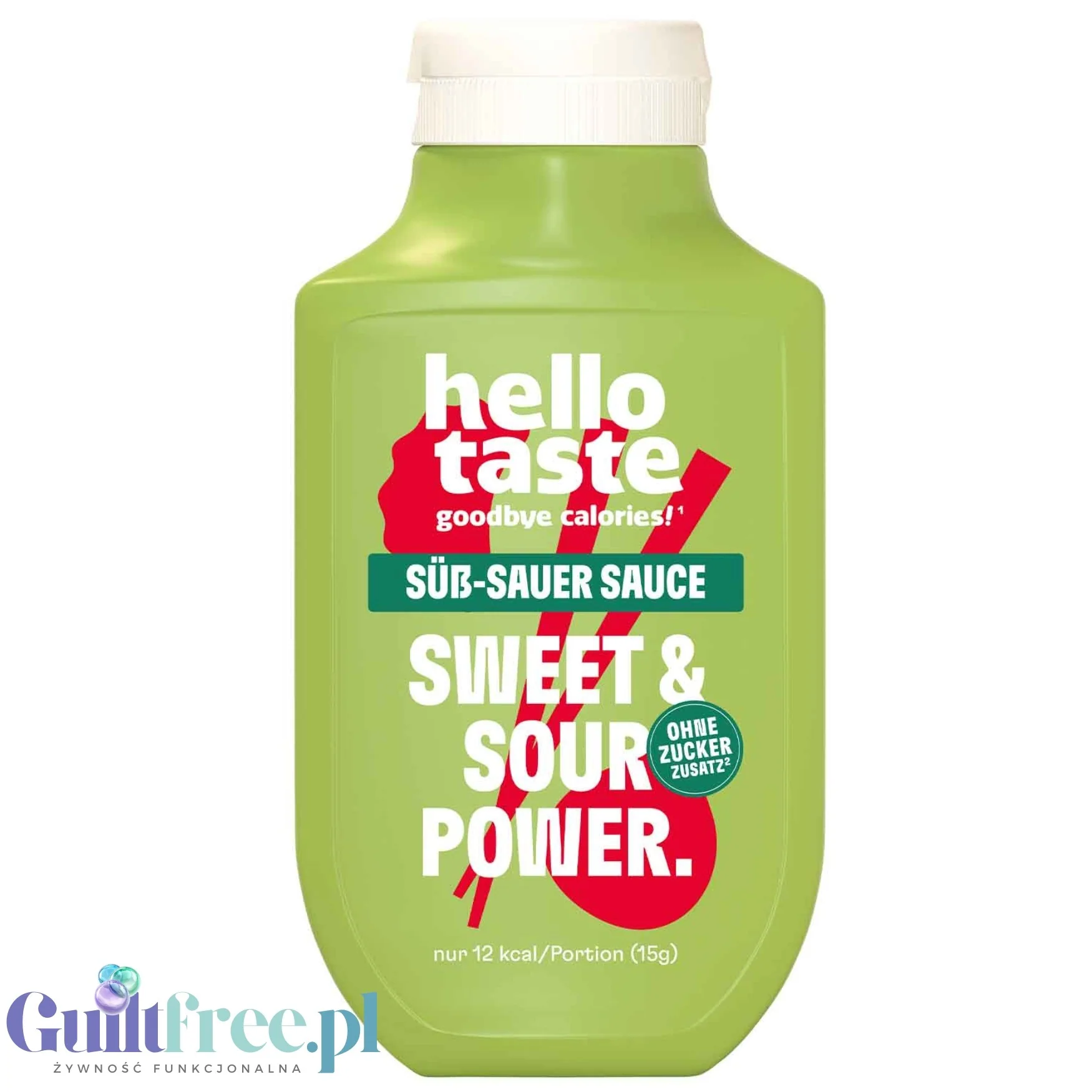 HelloTaste Sweet & Sour Power, Süß-Sauer Sauce 12kcal - słodko-kwaśny wegański dressing bez cukru