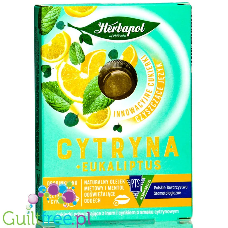 Herbapol Cytryna & Eukaliptus - cukierki bez cukru czyszczące język i odświeżające oddech