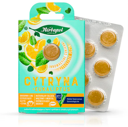 Herbapol Cytryna & Eukaliptus - cukierki bez cukru czyszczące język i odświeżające oddech - Image 3